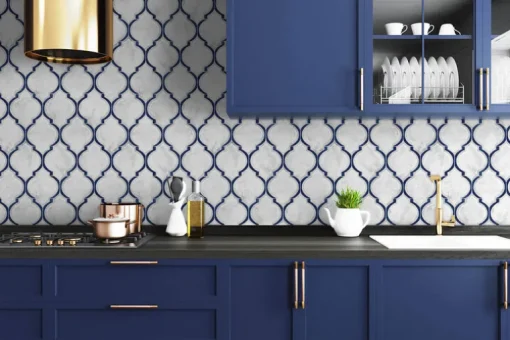 NextWall Marbled Ogee Peel & Stick Wallpaper - Blue