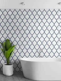 NextWall Marbled Ogee Peel & Stick Wallpaper - Blue