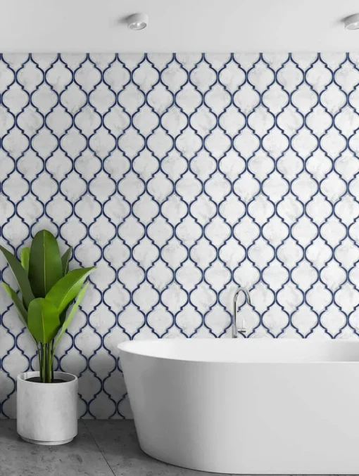 NextWall Marbled Ogee Peel & Stick Wallpaper - Blue