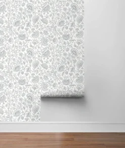 NextWall Paisley Trail Peel & Stick Wallpaper - Gray