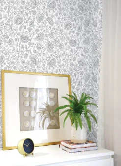 NextWall Paisley Trail Peel & Stick Wallpaper - Gray
