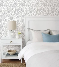 NextWall Paisley Trail Peel & Stick Wallpaper - Gray