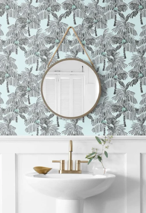 NextWall Palm Beach Peel & Stick Wallpaper - Black & Blue