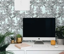 NextWall Palm Beach Peel & Stick Wallpaper - Black & Blue