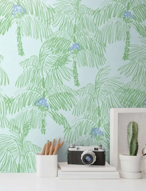 NextWall Palm Beach Peel & Stick Wallpaper - Teal Blue