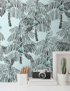 NextWall Palm Beach Peel & Stick Wallpaper - Black & Blue