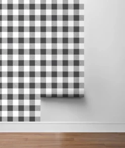NextWall Picnic Plaid Peel & Stick Wallpaper - Black