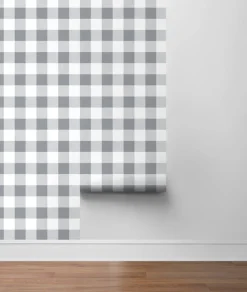 NextWall Picnic Plaid Peel & Stick Wallpaper - Gray