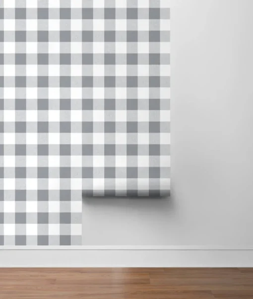 NextWall Picnic Plaid Peel & Stick Wallpaper - Gray