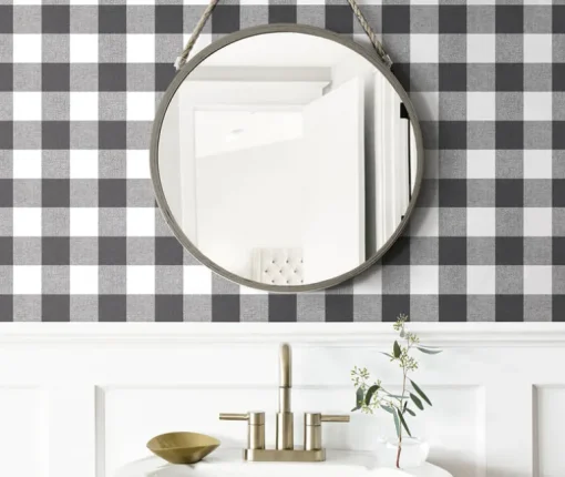 NextWall Picnic Plaid Peel & Stick Wallpaper - Black