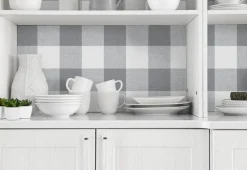 NextWall Picnic Plaid Peel & Stick Wallpaper - Gray