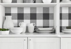 NextWall Picnic Plaid Peel & Stick Wallpaper - Black