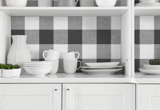 NextWall Picnic Plaid Peel & Stick Wallpaper - Black