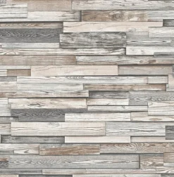 NextWall Reclaimed Wood Plank Peel & Stick Wallpaper - Brown