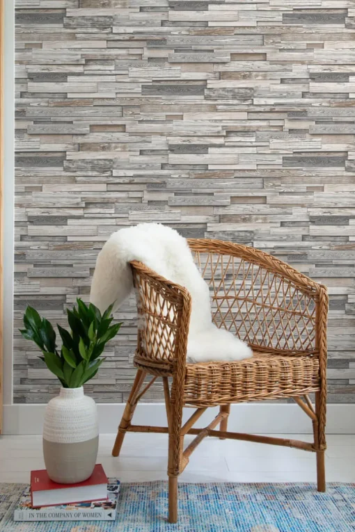 NextWall Reclaimed Wood Plank Peel & Stick Wallpaper - Brown