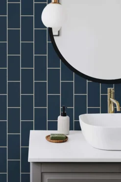 NextWall Retro Subway Tile Peel & Stick Wallpaper - Blue