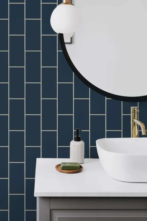 NextWall Retro Subway Tile Peel & Stick Wallpaper - Blue