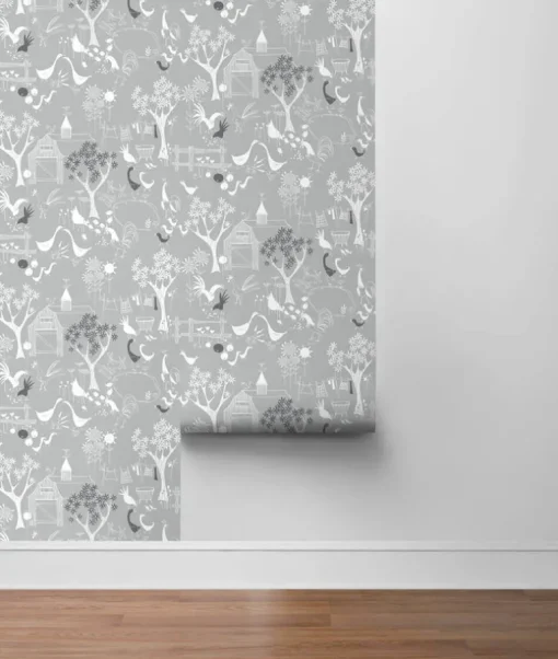 NextWall Rise and Shine Peel & Stick Wallpaper - Gray