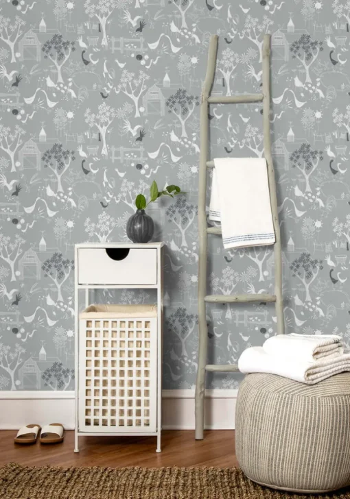 NextWall Rise and Shine Peel & Stick Wallpaper - Gray