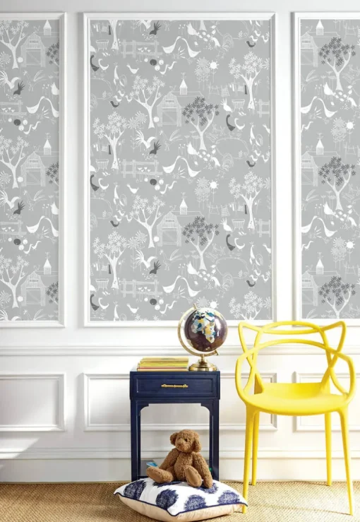 NextWall Rise and Shine Peel & Stick Wallpaper - Gray