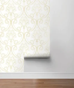 NextWall Sketched Damask Peel & Stick Wallpaper - Gold