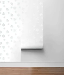 NextWall Snowflakes Holiday Peel & Stick Wallpaper - Metallic Silver