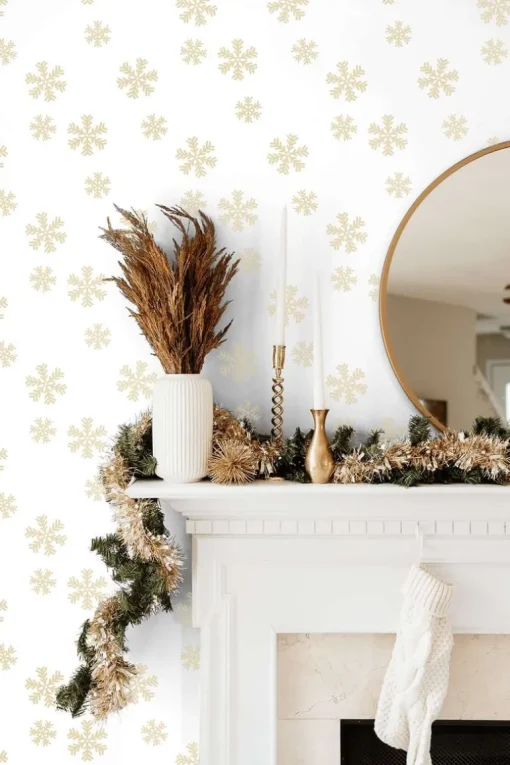 NextWall Snowflakes Holiday Peel & Stick Wallpaper - Metallic Gold