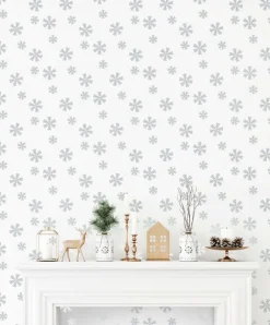 NextWall Snowflakes Holiday Peel & Stick Wallpaper - Metallic Silver