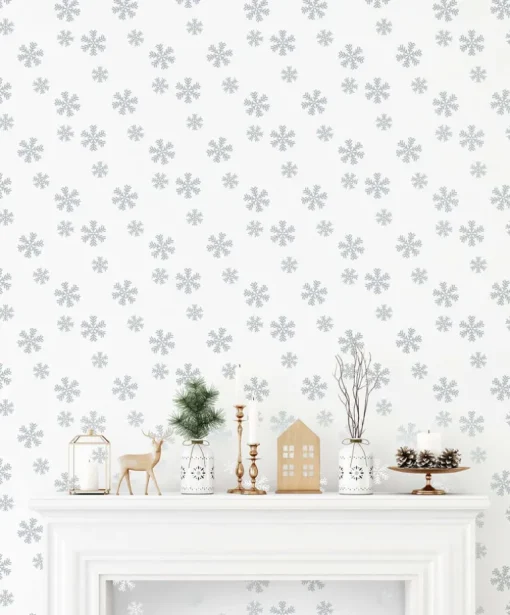 NextWall Snowflakes Holiday Peel & Stick Wallpaper - Metallic Silver