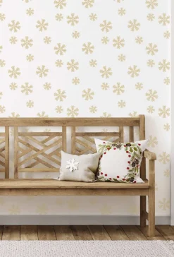 NextWall Snowflakes Holiday Peel & Stick Wallpaper - Metallic Gold