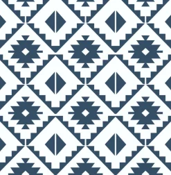 NextWall Southwest Tile Peel & Stick Wallpaper - Blue & White