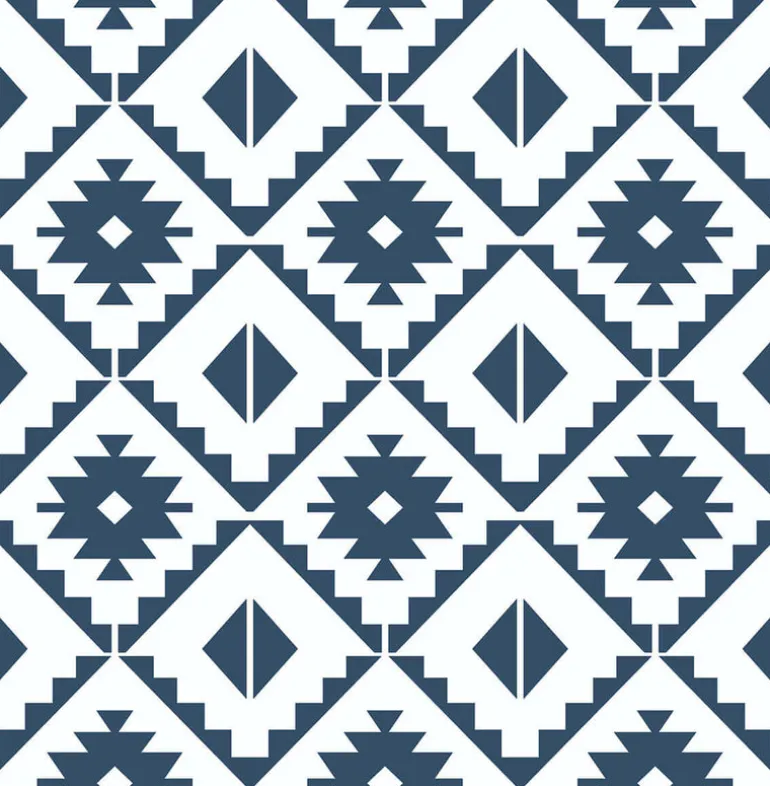 NextWall Southwest Tile Peel & Stick Wallpaper - Blue & White