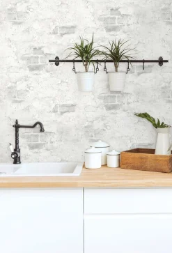 NextWall Stucco Brick Peel & Stick Wallpaper - Gray