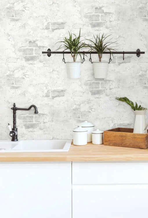 NextWall Stucco Brick Peel & Stick Wallpaper - Gray