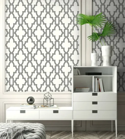 NextWall Tile Trellis Peel & Stick Wallpaper - Black & White