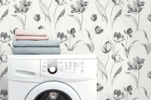 NextWall Tulip Toss Peel & Stick Wallpaper - Black