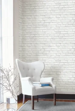 NextWall Vintage Brick Peel & Stick Wallpaper - White