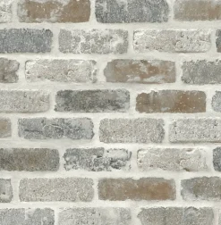 NextWall Washed Brick Peel & Stick Wallpaper - Soft Gray