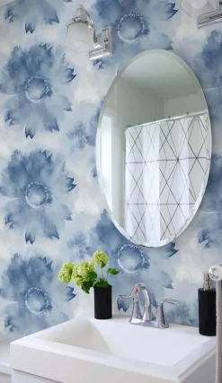 NextWall Watercolor Sunflower Peel & Stick Wallpaper - Blue