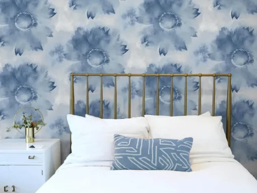 NextWall Watercolor Sunflower Peel & Stick Wallpaper - Blue