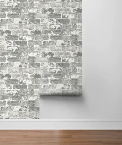 NextWall Weathered Brick Peel & Stick Wallpaper - Gray