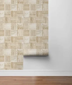NextWall Wood Block Peel & Stick Wallpaper - Neutrals
