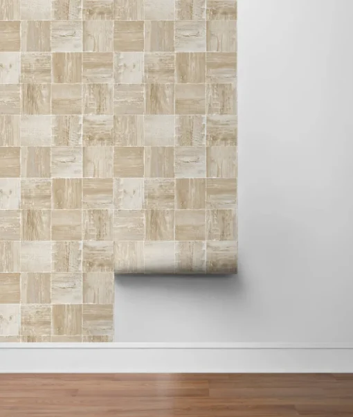 NextWall Wood Block Peel & Stick Wallpaper - Neutrals