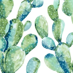Prickly Pear Cactus Peel & Stick Wallpaper - Blue & Green