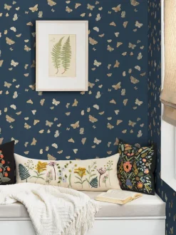 Rifle Paper Co. Butterfly House Wallpaper - Navy