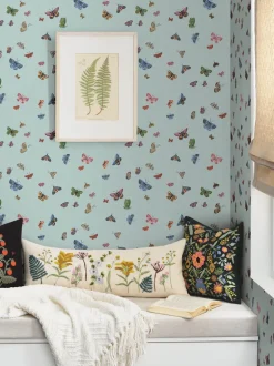 Rifle Paper Co. Butterfly House Wallpaper - Light Blue