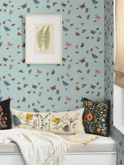 Rifle Paper Co. Butterfly House Wallpaper - Light Blue