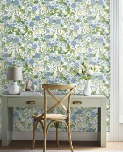 Rifle Paper Co. Garden Party Peel & Stick Wallpaper - Blue & Green