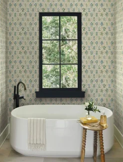 Rifle Paper Co. Hawthorne Wallpaper - Blue & Green