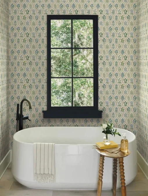 Rifle Paper Co. Hawthorne Wallpaper - Blue & Green